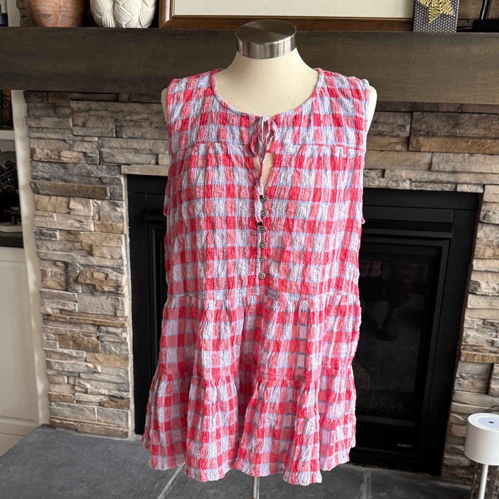 Anthropologie Checkered Sleeveless Blouse